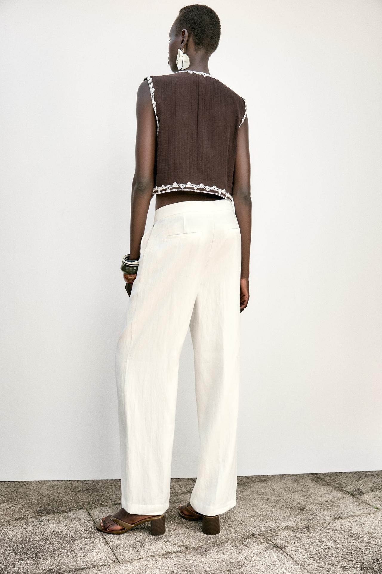 Personal Design Embroidered Boho Vest with White Linen Pants