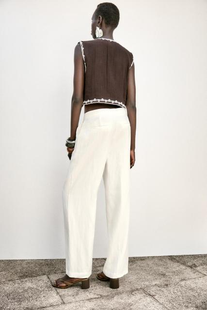 Personal Design Embroidered Boho Vest with White Linen Pants