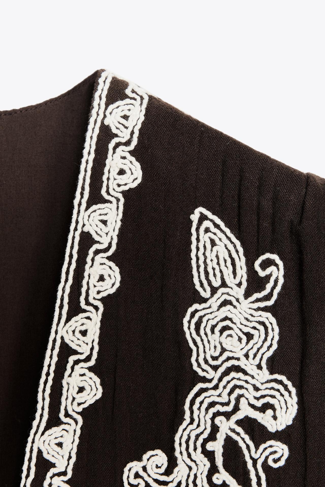 Personal Design Embroidered Boho Vest with White Linen Pants