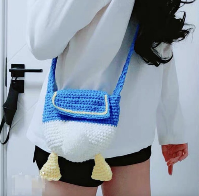 Handmade Crochet Donald Duck-Inspired Crossbody Bag