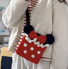 Handmade Crochet Minnie-Inspired Polka Dot Crossbody Bag