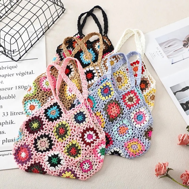 Handmade Crochet Granny Square Tote Bag