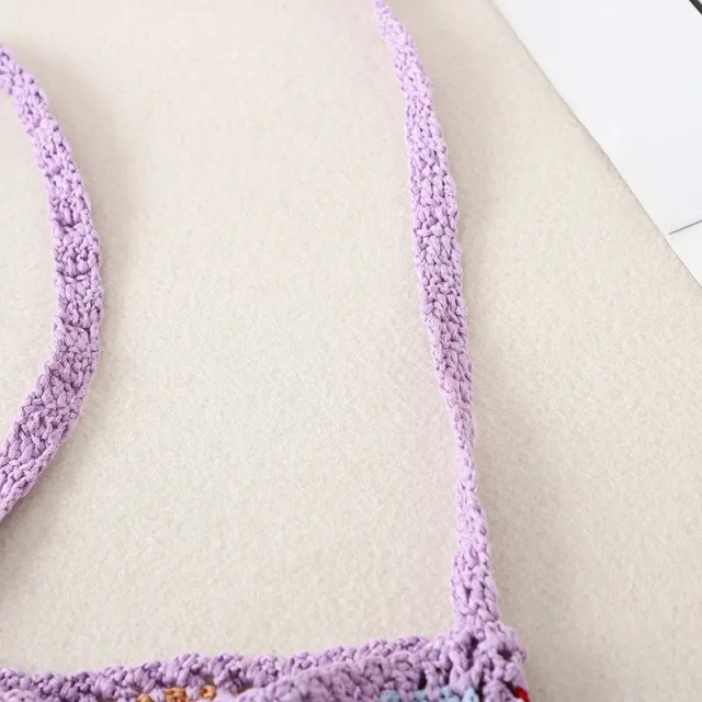 Bohemian Crochet Fringe Crossbody Bag – Handmade Granny Square Purse