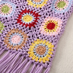 Bohemian Crochet Fringe Crossbody Bag – Handmade Granny Square Purse