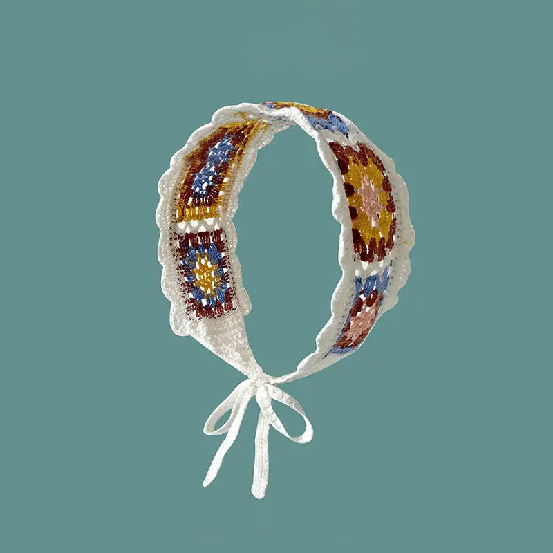 Vintage Crochet Granny Square Collar – Handmade Retro Neck Accessory