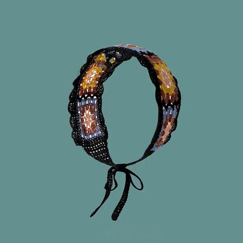 Vintage Crochet Granny Square Collar – Handmade Retro Neck Accessory