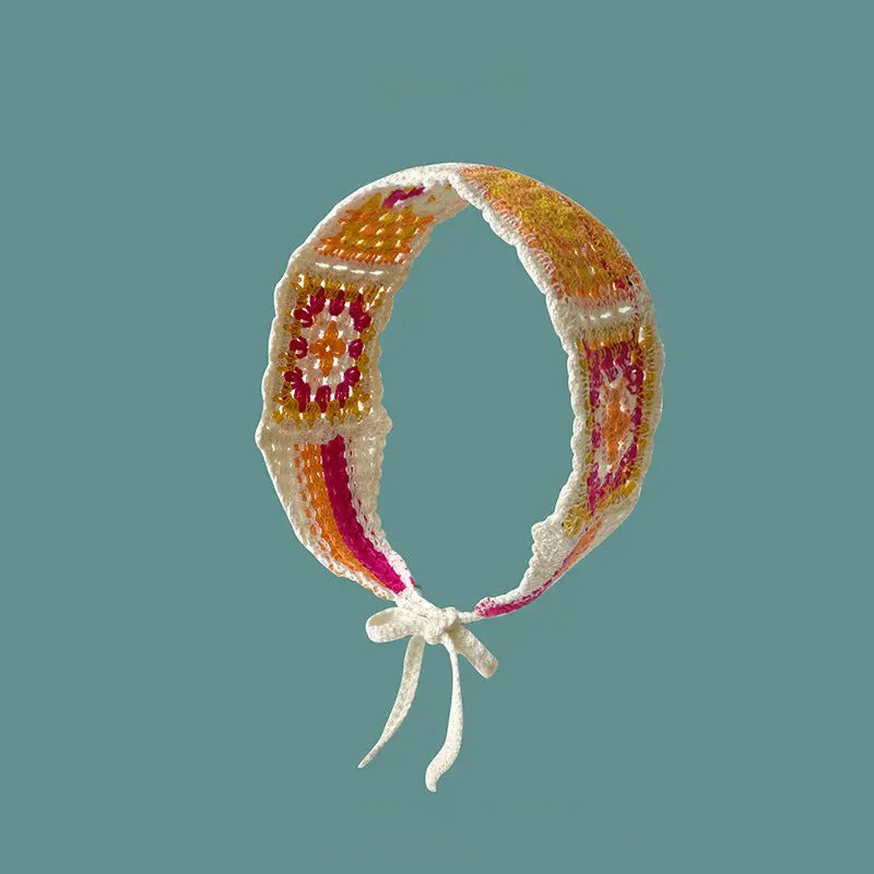 Vintage Crochet Granny Square Collar – Handmade Retro Neck Accessory