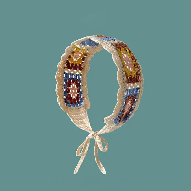 Vintage Crochet Granny Square Collar – Handmade Retro Neck Accessory