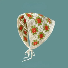 Handmade Crochet Granny Square Bonnet – Retro Boho Tie-Up Hat