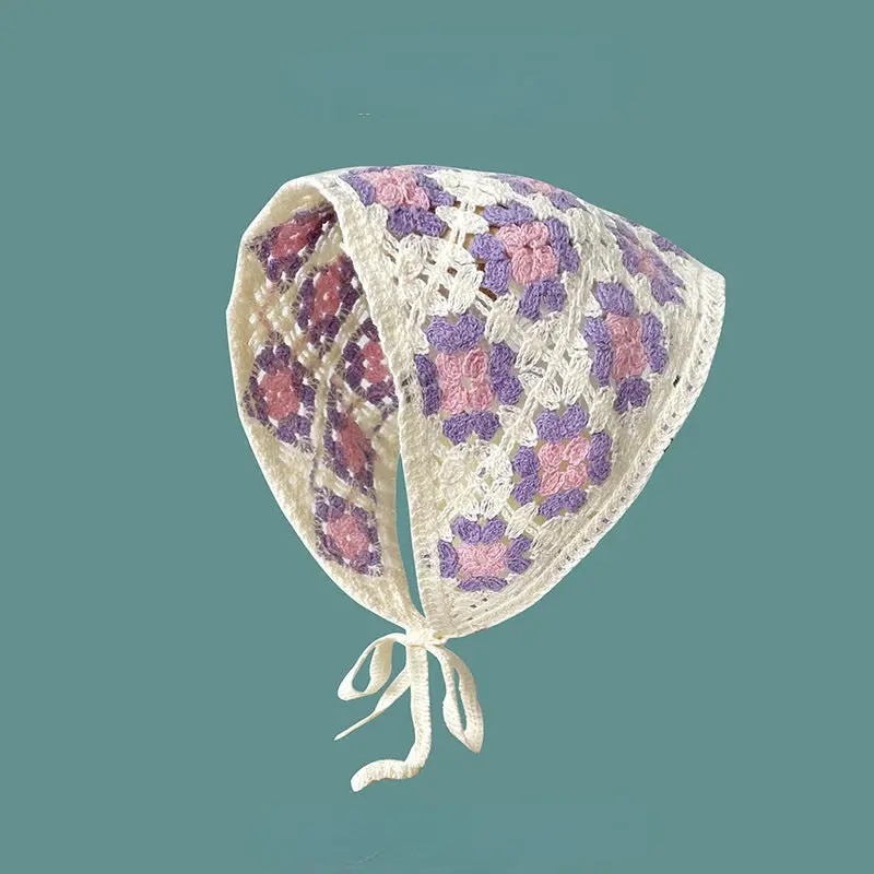 Handmade Crochet Granny Square Bonnet – Retro Boho Tie-Up Hat