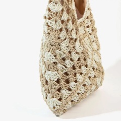 Handmade Crochet-Style Woven Shoulder Bag – Boho Retro Hobo Tote