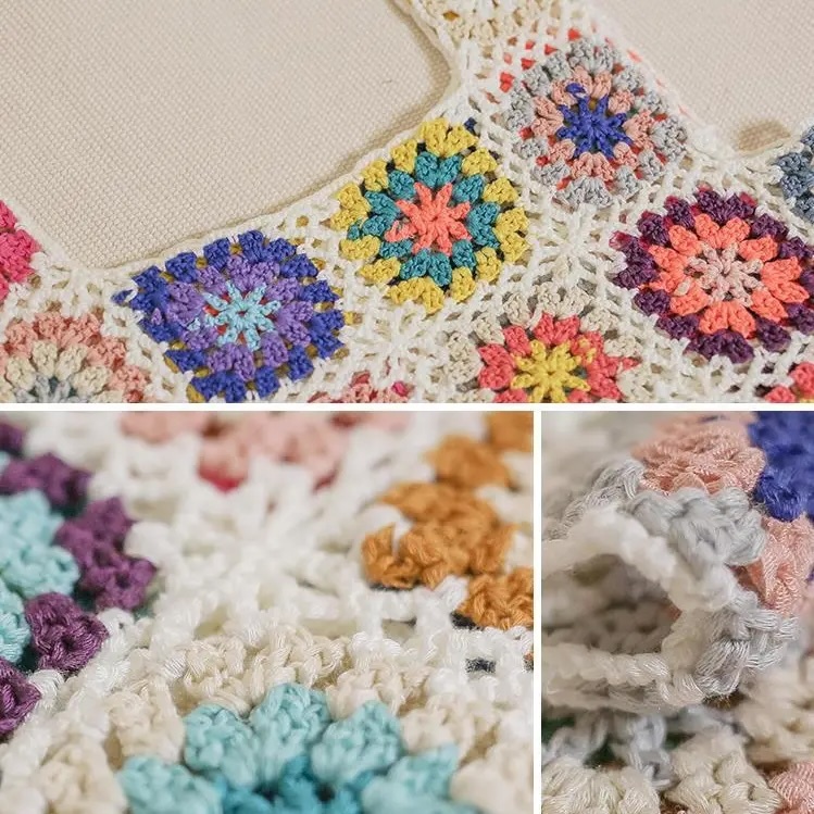 Handmade Crochet Granny Square Crop Top – Colorful Boho Summer Tank