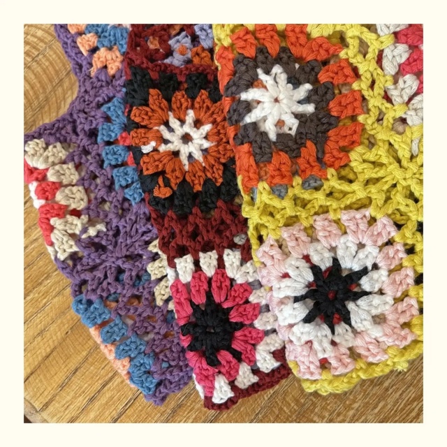 Handmade Crochet Granny Square Crop Top – Colorful Boho Summer Tank