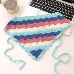 Handmade Crochet Wave Stripe Bandana – Colorful Retro Triangle Headscarf