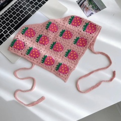 Handmade Crochet Wave Stripe Bandana – Colorful Retro Triangle Headscarf