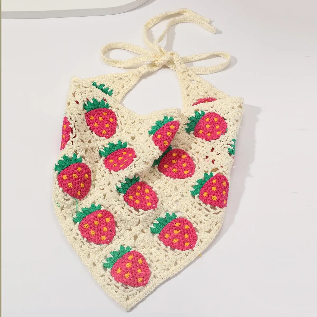 Handmade Crochet Wave Stripe Bandana – Colorful Retro Triangle Headscarf