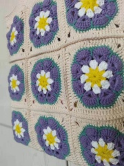 Handmade Crochet Flower Tote Bag – Boho Granny Square Shoulder Bag