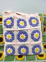 Handmade Crochet Flower Tote Bag – Boho Granny Square Shoulder Bag