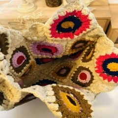 Bohemian Crochet Granny Square Tote Bag