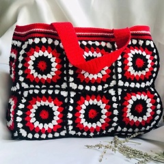 Retro Crochet Granny Square Tote Bag