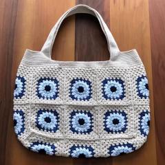Hand-Crocheted Boho Circle Pattern Tote Bag