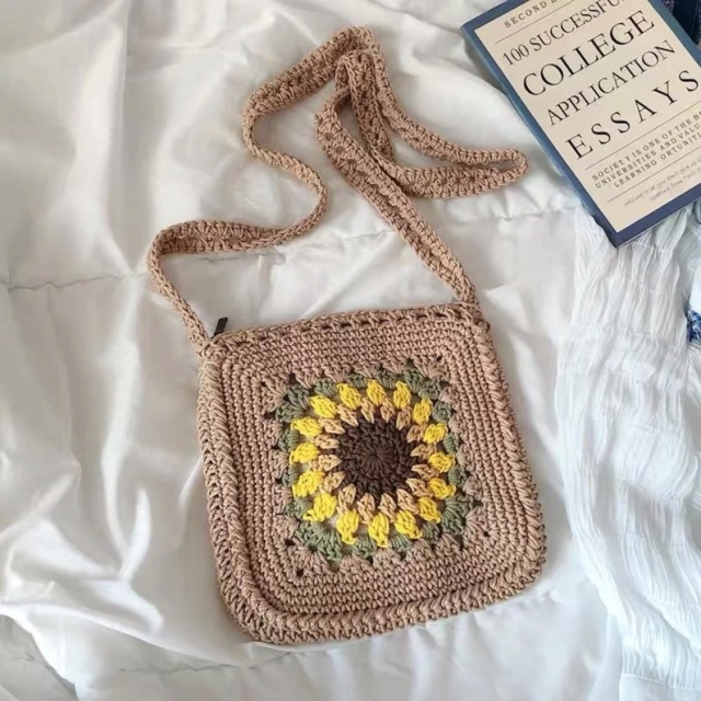 Hand-Crocheted Sunflower Mini Crossbody Bag