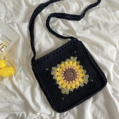 Hand-Crocheted Sunflower Mini Crossbody Bag