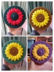 Handmade Crochet Sunflower Round Shoulder Bag with Pearl Strap