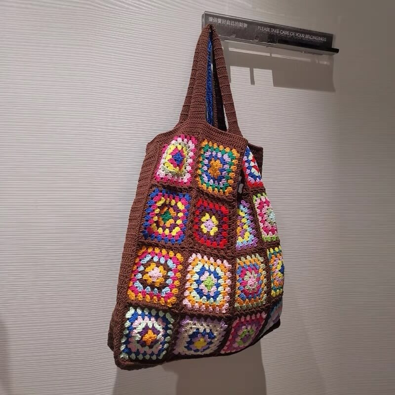 Boho Patchwork Crochet Tote Bag & Abstract Eye Crochet Shoulder Bag – Handmade Collection