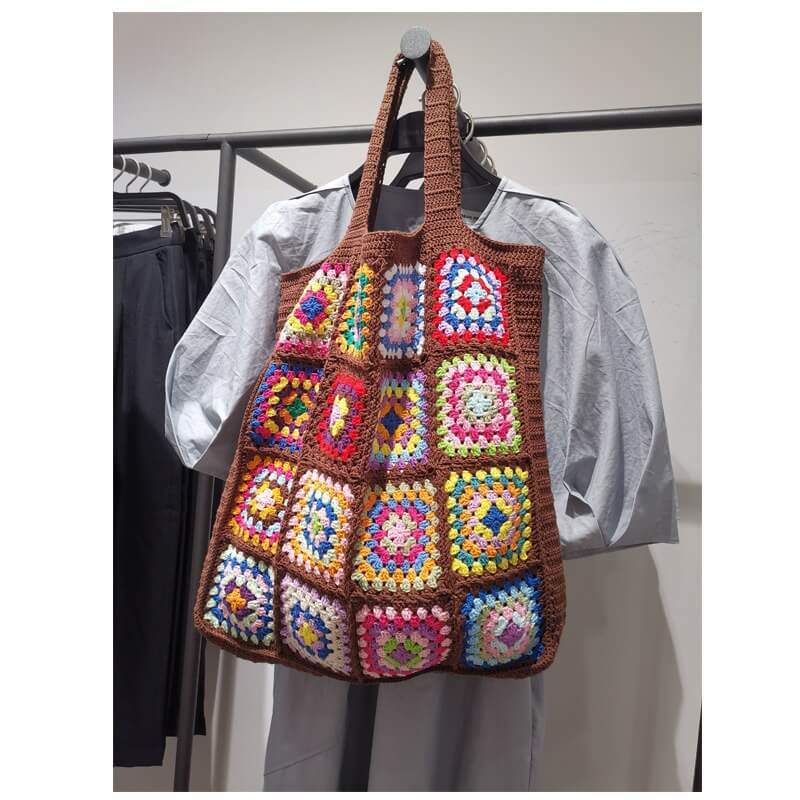 Boho Patchwork Crochet Tote Bag & Abstract Eye Crochet Shoulder Bag – Handmade Collection