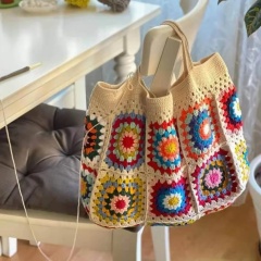 Handmade Colorful Granny Square Crochet Tote Bag