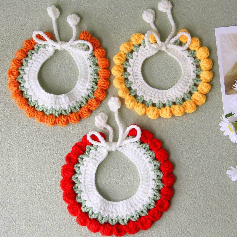Handmade Crochet Pet Collar – Colorful Bow Tie Design for Cats and Small Pets