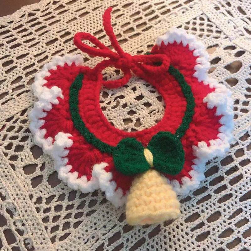 Handmade Crochet Pet Collar – Colorful Bow Tie Design for Cats and Small Pets