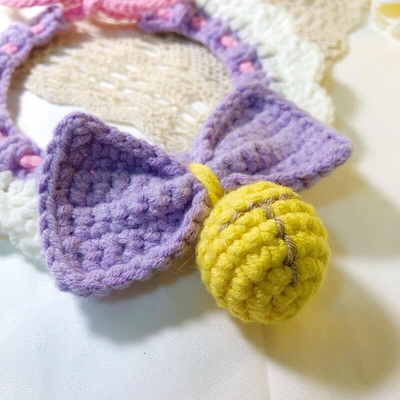 Handmade Crochet Pet Collar – Colorful Bow Tie Design for Cats and Small Pets