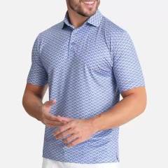 Factory Direct Men's Performance Zigzag Print Polo Shirt – Sky Blue