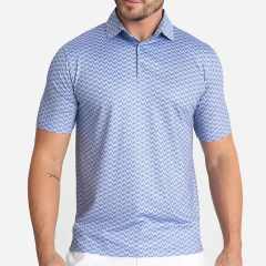 Factory Direct Men's Performance Zigzag Print Polo Shirt – Sky Blue