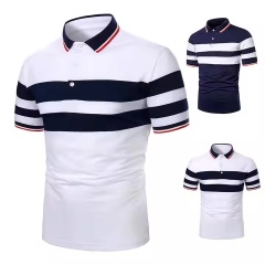 Made-to-order  Men’s Color Block Striped Casual Polo Shirt – Athletic Fit