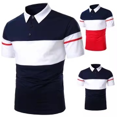Made-to-order  Men’s Color Block Striped Casual Polo Shirt – Athletic Fit