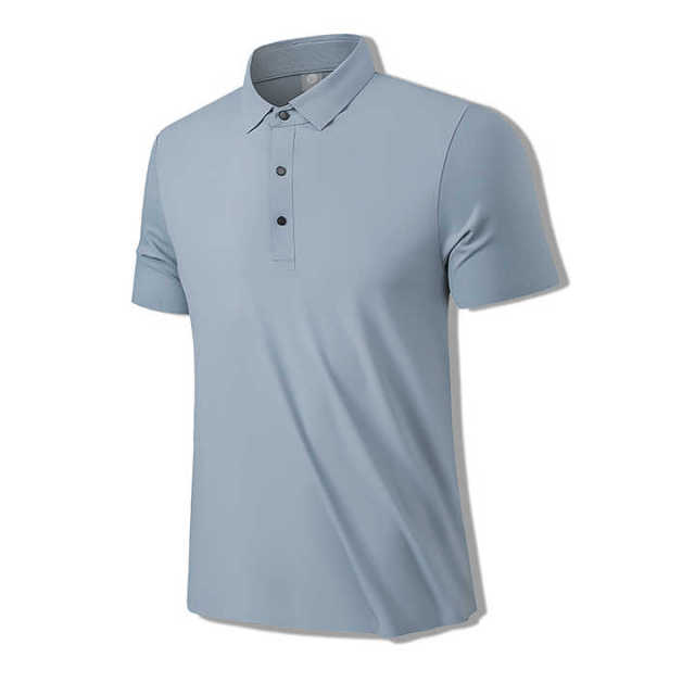 Custom Design  Men’s Minimalist Quick-Dry Polo Shirt – Ice Blue