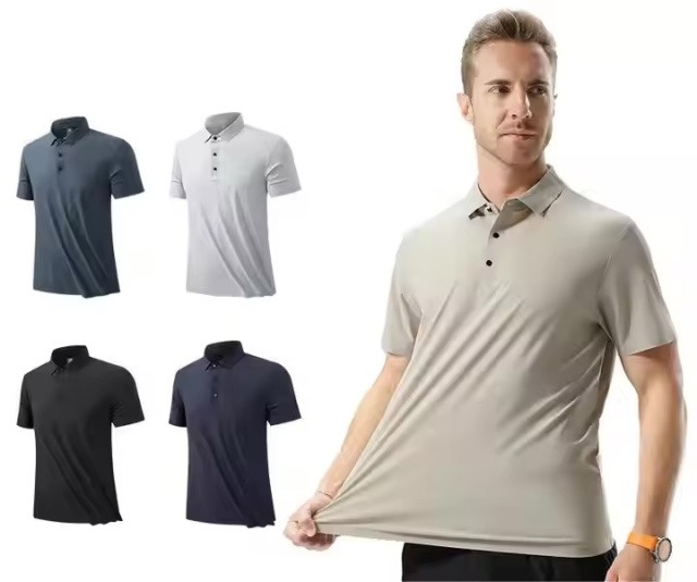 Custom Design  Men’s Minimalist Quick-Dry Polo Shirt – Ice Blue