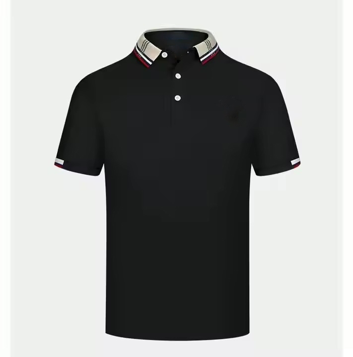 OEM ODM  Customized Men’s Designer-Inspired Plaid Collar Polo Shirt – Classic Black