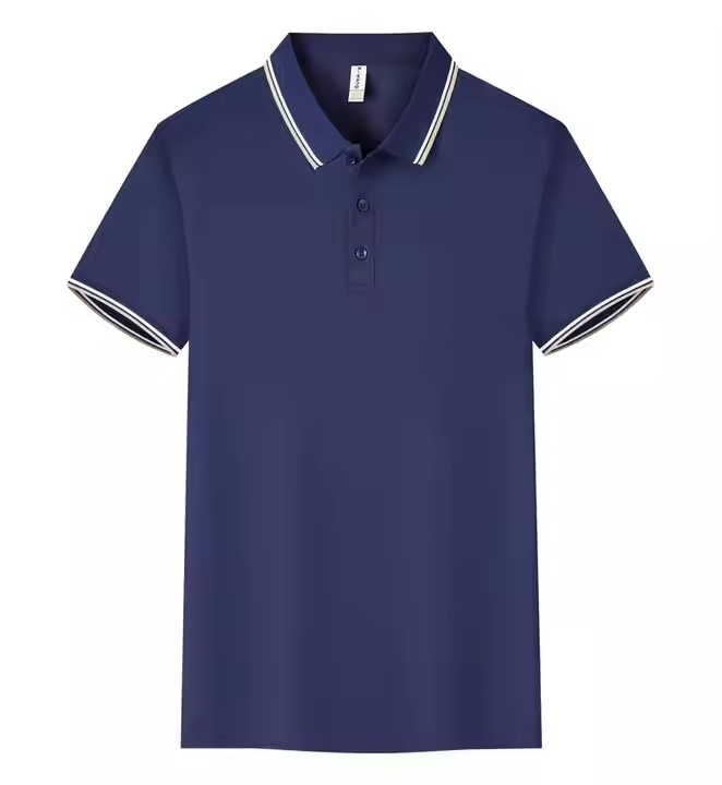 Factory Direct Men’s Classic Tipped Collar Polo Shirt – Navy Blue