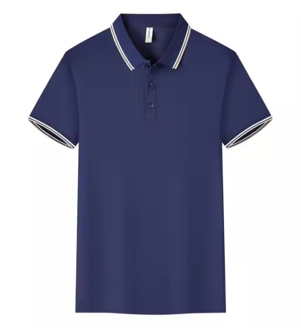 Factory Direct Men’s Classic Tipped Collar Polo Shirt – Navy Blue