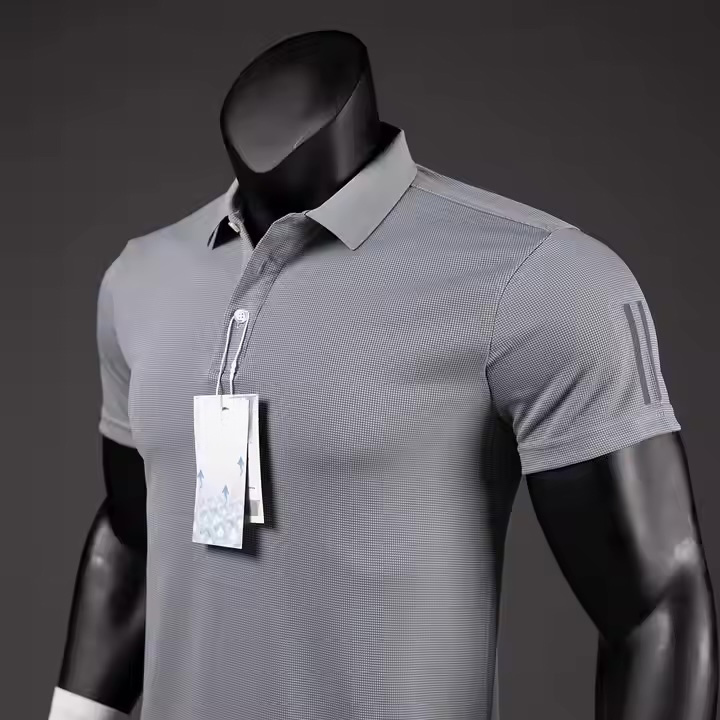 Made-to-order  Men’s Textured Performance Polo Shirt – Steel Grey