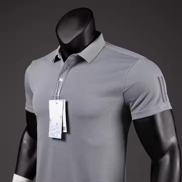 Made-to-order  Men’s Textured Performance Polo Shirt – Steel Grey