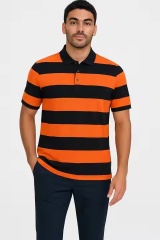 Factory Direct Made-to-order Men’s Abstract Paintbrush Print Polo Shirt – Multicolor on Cream