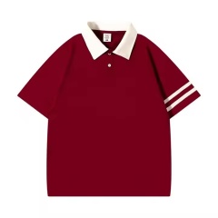 Custom  Men’s Retro Contrast Collar Polo Shirt – Black with White Trim