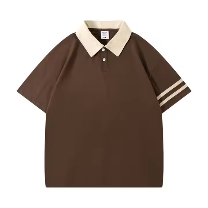 Custom  Men’s Retro Contrast Collar Polo Shirt – Black with White Trim