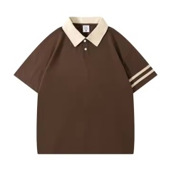 Custom  Men’s Retro Contrast Collar Polo Shirt – Black with White Trim