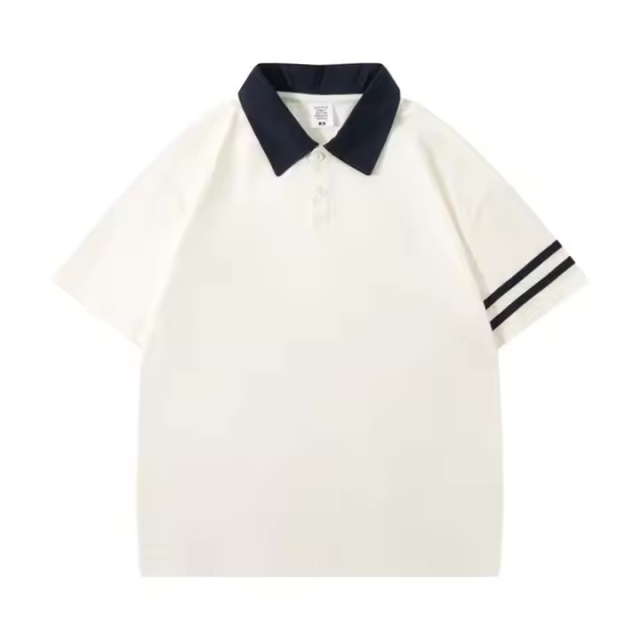 Custom  Men’s Retro Contrast Collar Polo Shirt – Black with White Trim